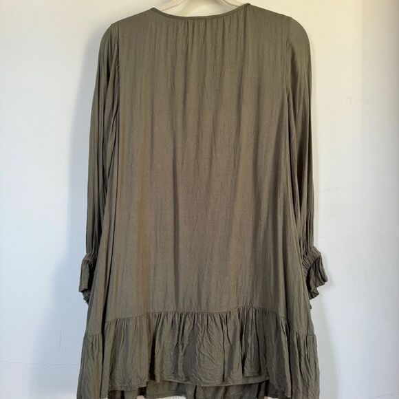 Entro Olive Green Embroidered Boho Dress - S - Picture 3 of 8